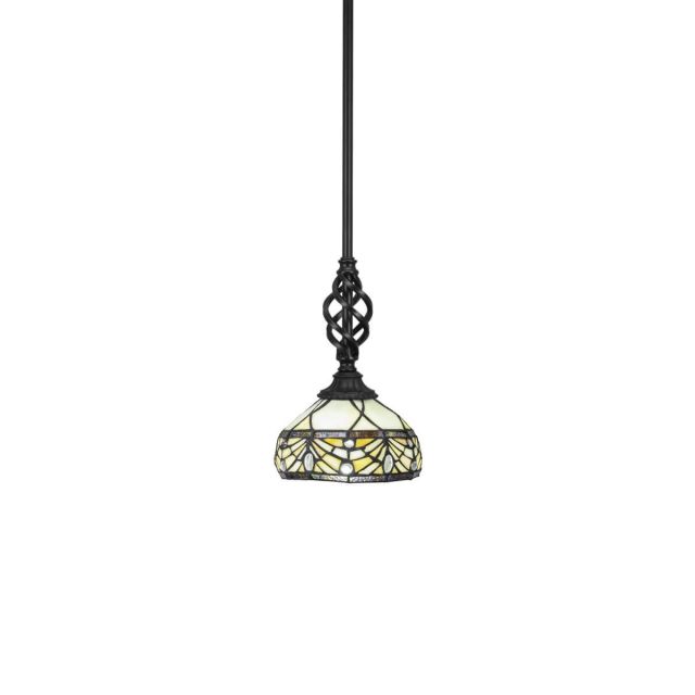Toltec Lighting 80-MB-9485 Elegante 1 Light 7 inch Mini Pendant in Matte Black with Royal Merlot Art Glass