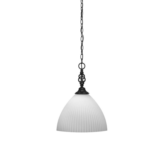 Toltec Lighting 82-MB-4631 Elegante 1 Light 11 inch Pendant in Matte Black with Opal Frosted Glass