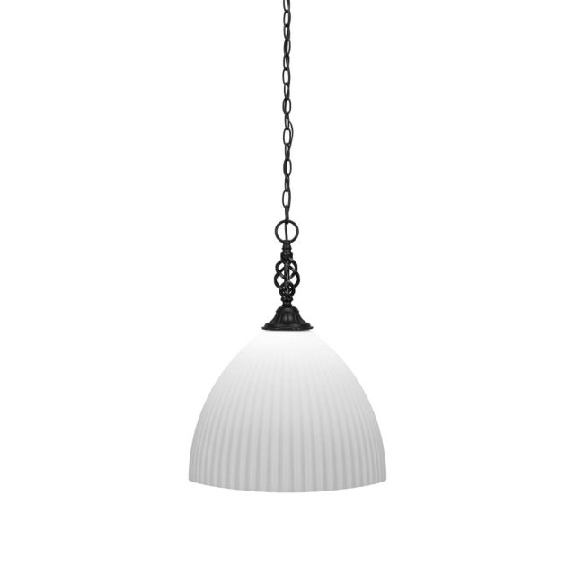 Toltec Lighting 82-MB-4691 Elegante 1 Light 14 inch Pendant in Matte Black with Opal Frosted Glass