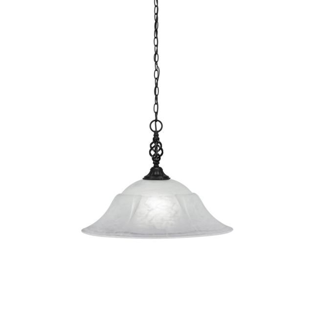 Toltec Lighting 82-MB-53815 Elegante 1 Light 20 inch Pendant in Matte Black with White Marble Glass
