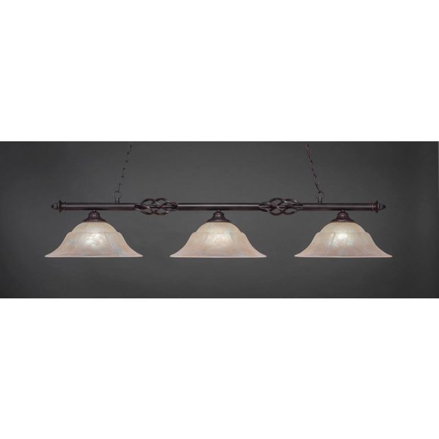 Toltec Lighting 863-DG-53613 Elegante 3 Light 56 inch Linear Light in Dark Granite with Amber Marble Glass