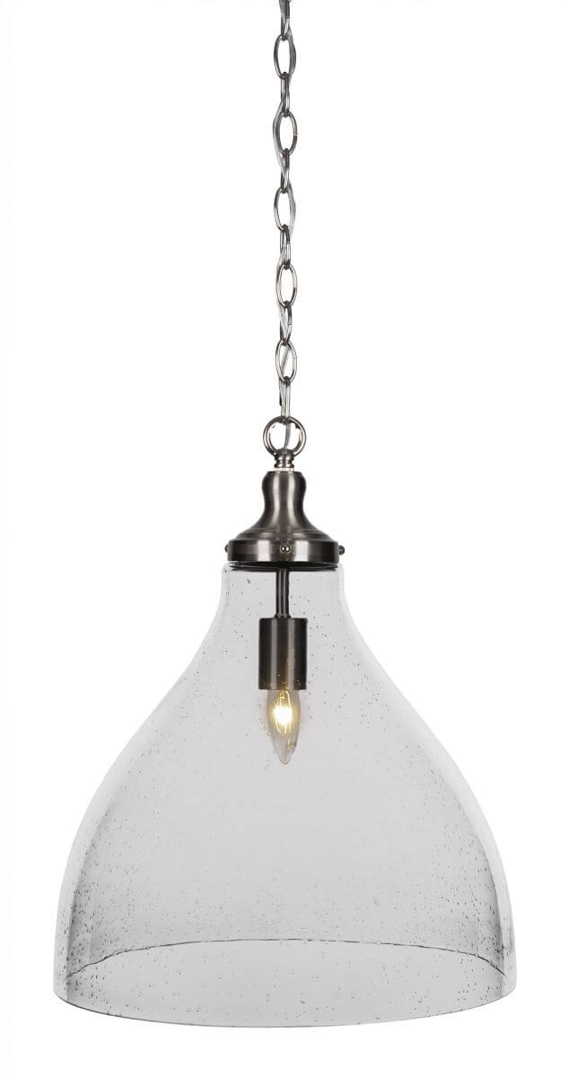 Toltec Lighting 97-BN-4740 Juno 1 Light 16 inch Pendant in Brushed Nickel with Clear Bubble Glass