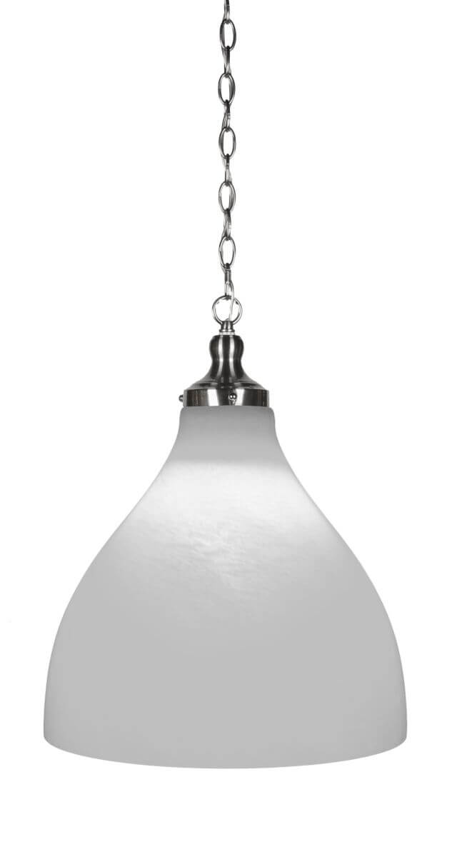 Toltec Lighting 97-BN-4741 Juno 1 Light 16 inch Pendant in Brushed Nickel with White Marble Glass