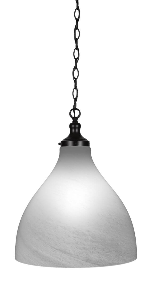 Toltec Lighting 97-MB-4741 Juno 1 Light 16 inch Pendant in Matte Black with White Marble Glass