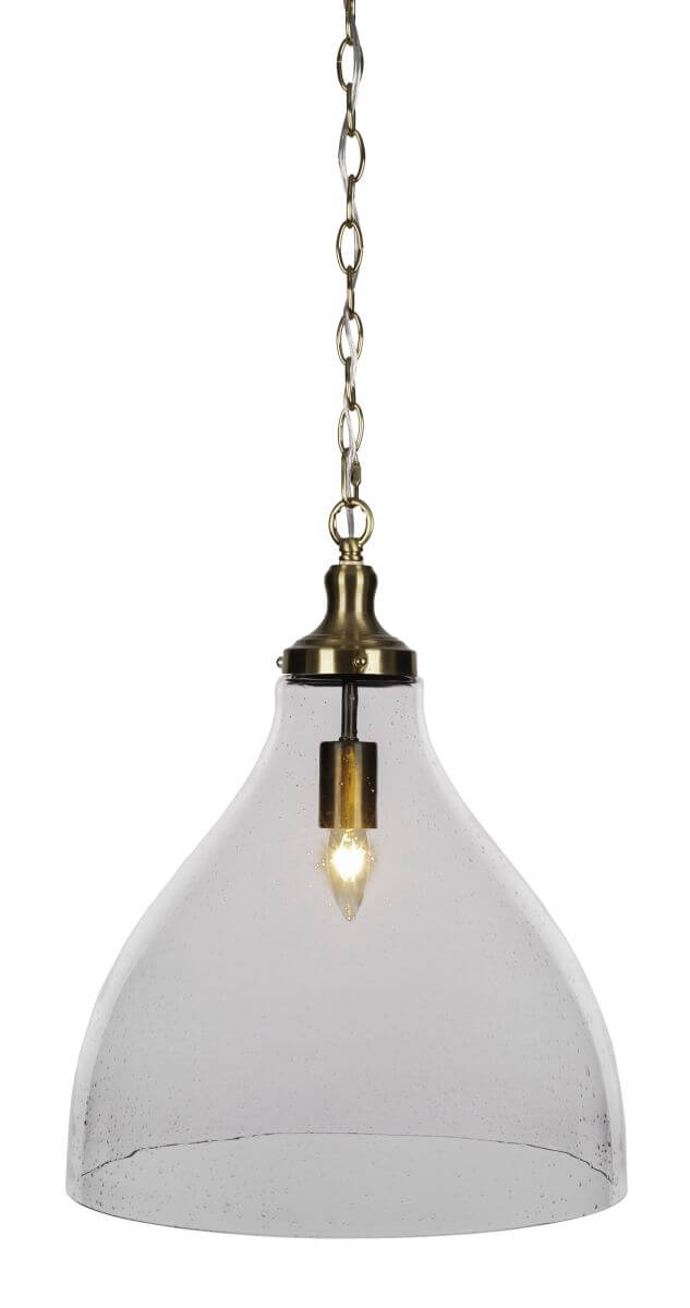 Toltec Lighting 97-NAB-4740 Juno 1 Light 16 inch Pendant in New Age Brass with Clear Bubble Glass