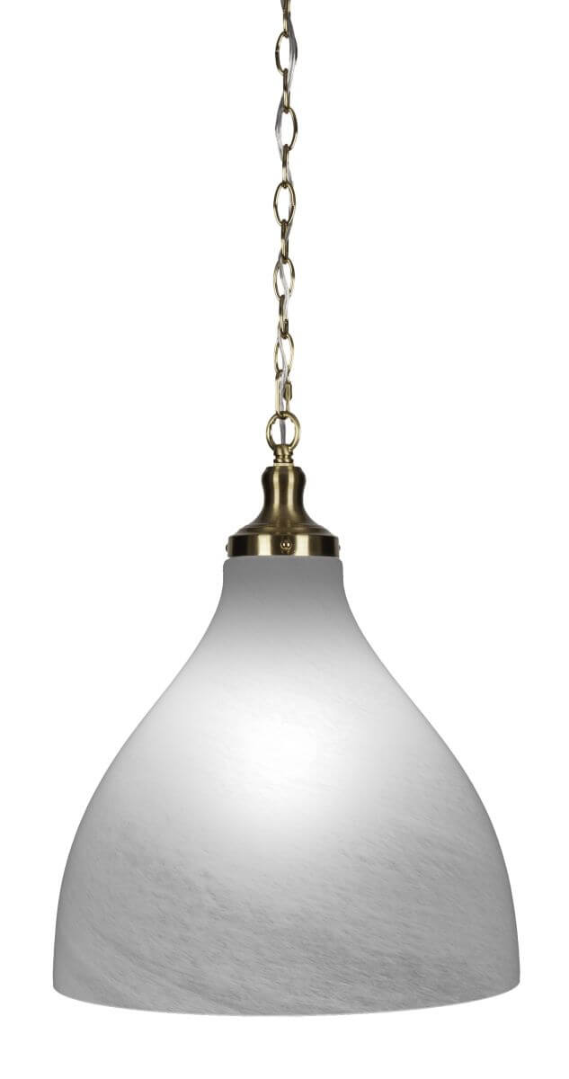 Toltec Lighting 97-NAB-4741 Juno 1 Light 16 inch Pendant in New Age Brass with White Marble Glass