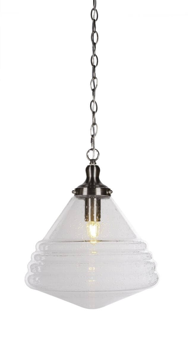 Toltec Lighting 98-BN-4730 Juno 1 Light 13 inch Pendant in Brushed Nickel with Clear Bubble Glass