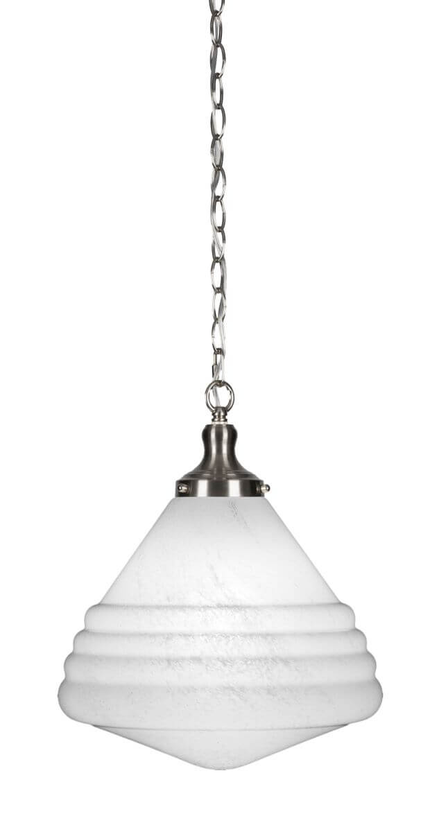 Toltec Lighting 98-BN-4731 Juno 1 Light 14 inch Pendant in Brushed Nickel with White Marble Glass