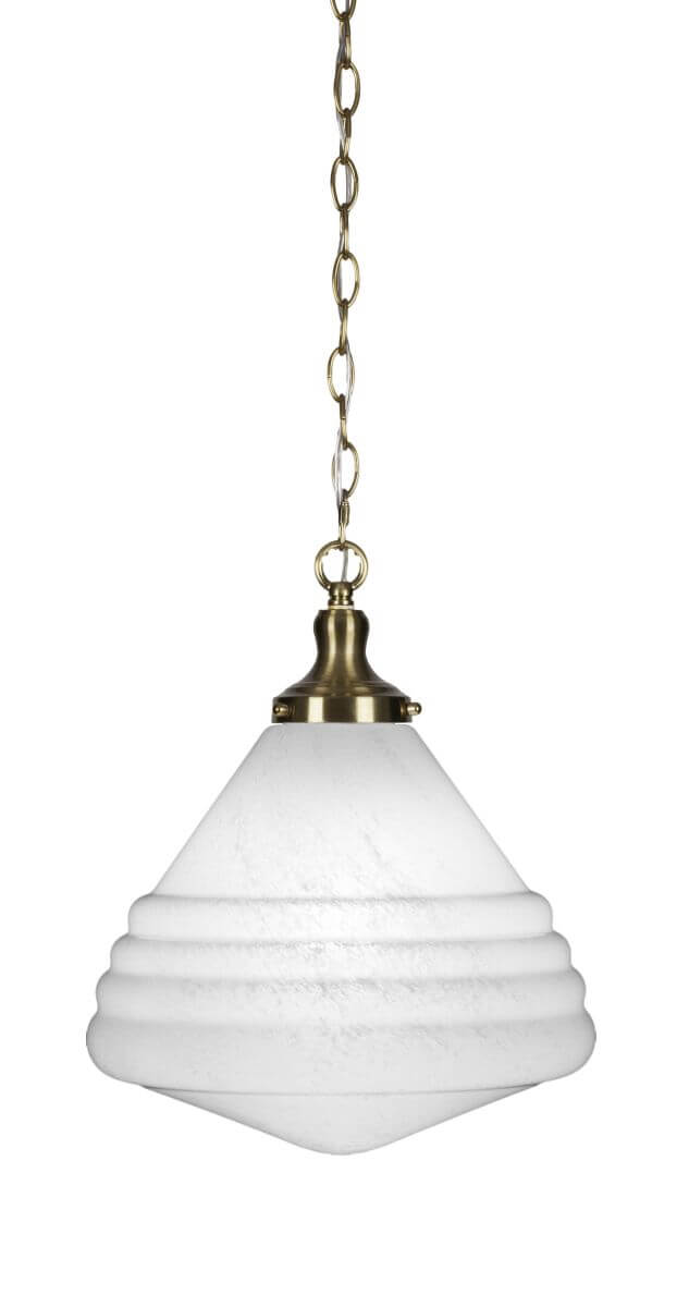 Toltec Lighting 98-NAB-4731 Juno 1 Light 14 inch Pendant in New Age Brass with White Marble Glass
