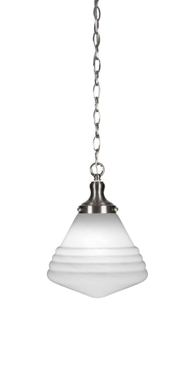 Toltec Lighting 99-BN-4711 Juno 1 Light 10 inch Pendant in Brushed Nickel with White Marble Glass