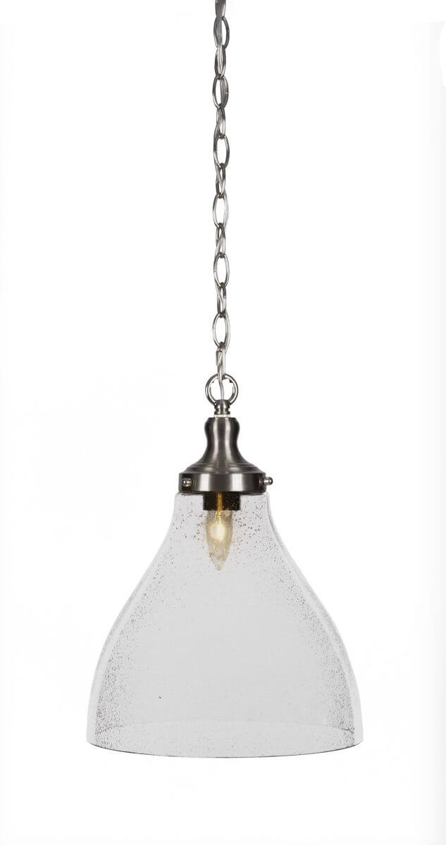 Toltec Lighting 99-BN-4720 Juno 1 Light 12 inch Pendant in Brushed Nickel with Clear Bubble Glass