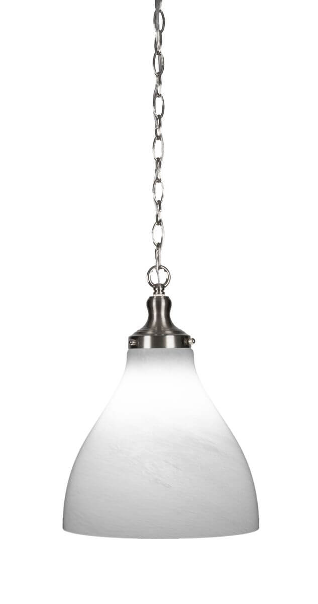 Toltec Lighting 99-BN-4721 Juno 1 Light 12 inch Pendant in Brushed Nickel with White Marble Glass