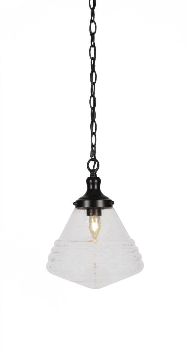 Toltec Lighting 99-MB-4710 Juno 1 Light 10 inch Pendant in Matte Black with Clear Bubble Glass