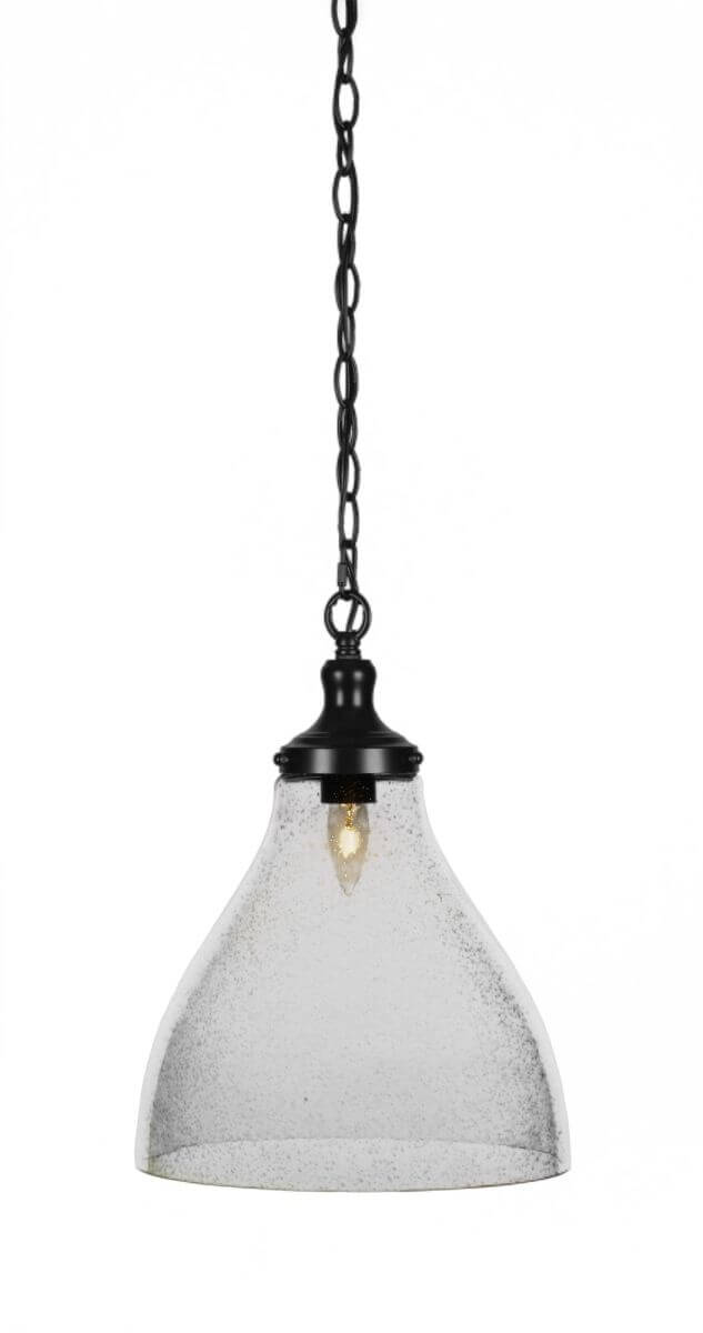 Toltec Lighting 99-MB-4720 Juno 1 Light 12 inch Pendant in Matte Black with Clear Bubble Glass