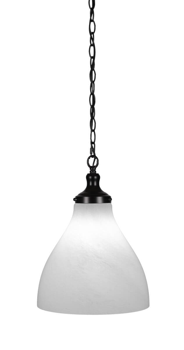Toltec Lighting 99-MB-4721 Juno 1 Light 12 inch Pendant in Matte Black with White Marble Glass