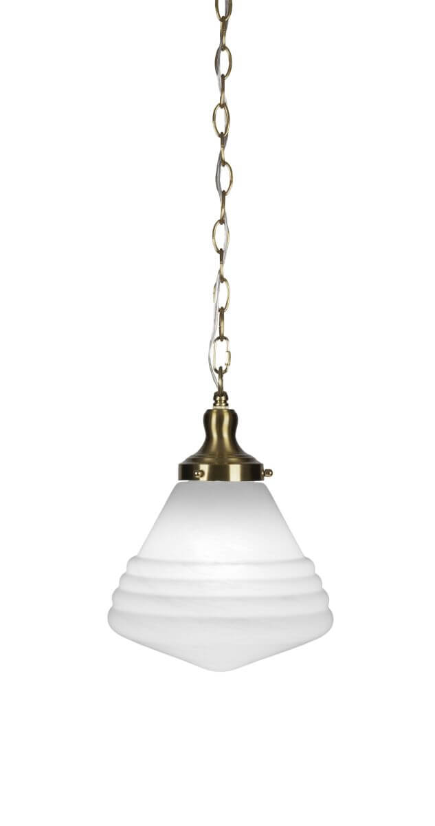 Toltec Lighting 99-NAB-4711 Juno 1 Light 10 inch Pendant in New Age Brass with White Marble Glass
