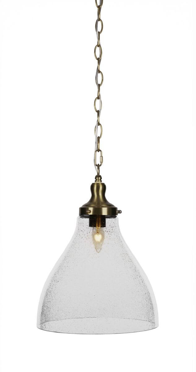 Toltec Lighting 99-NAB-4720 Juno 1 Light 12 inch Pendant in New Age Brass with Clear Bubble Glass