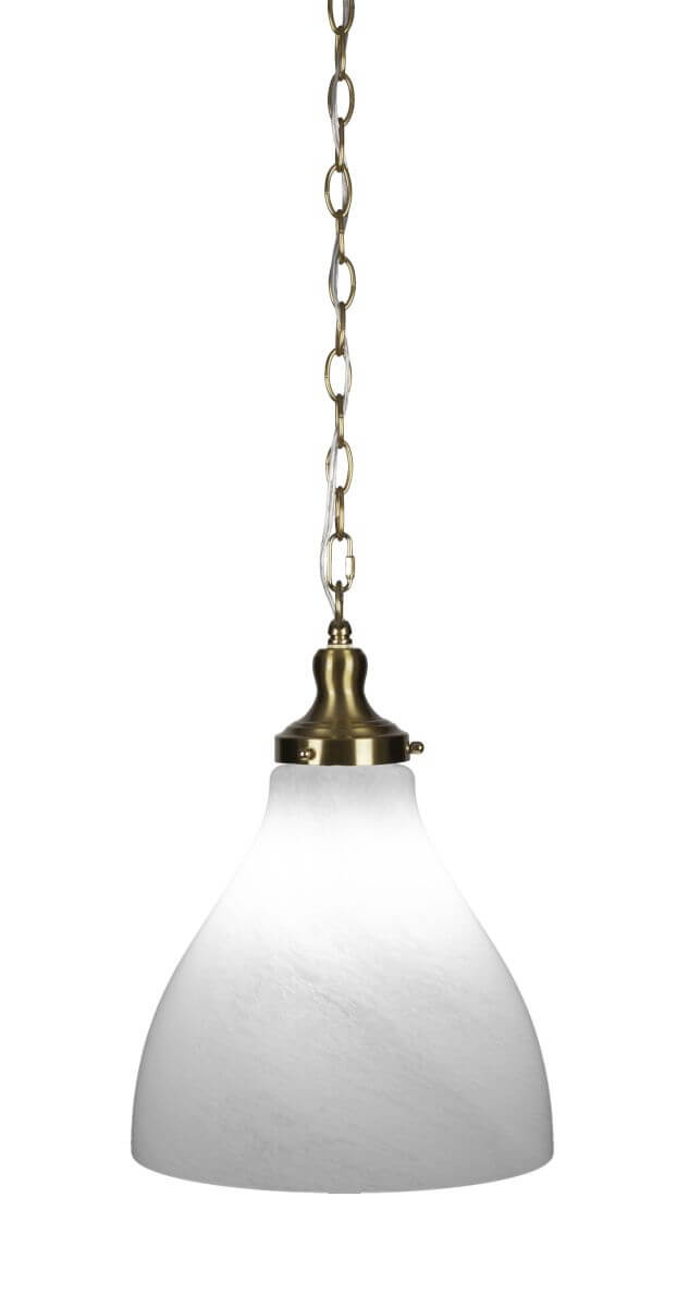 Toltec Lighting 99-NAB-4721 Juno 1 Light 12 inch Pendant in New Age Brass with White Marble Glass