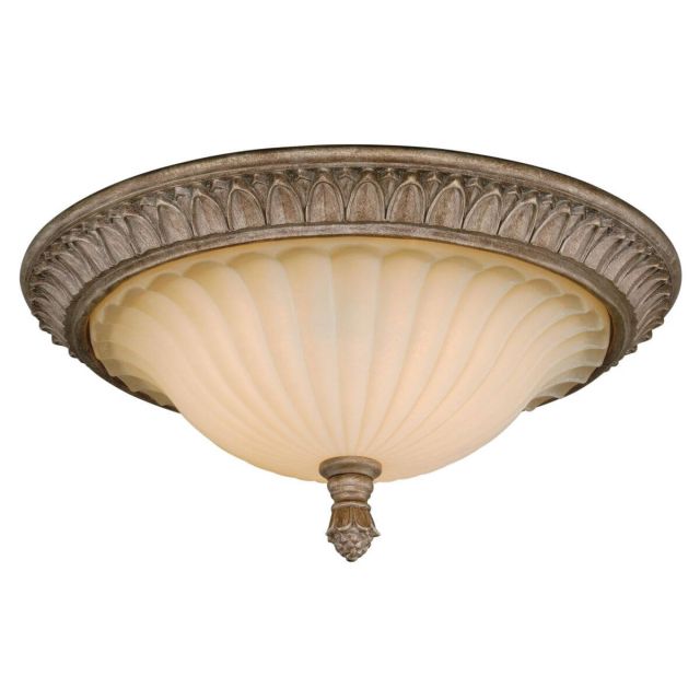 Vaxcel Lighting C0081 Avenant 3 Light 16 Inch Flush Mount In French Bronze With Amber Scavo Glass And Clear Crystals