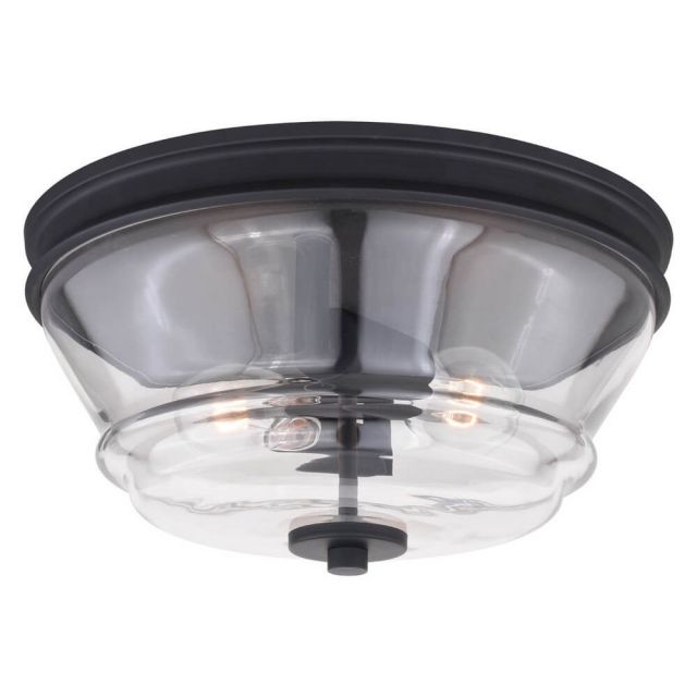 Vaxcel Lighting Toledo 2 Light 13 Inch Flush Mount in Matte Black with Clear Glass C0232