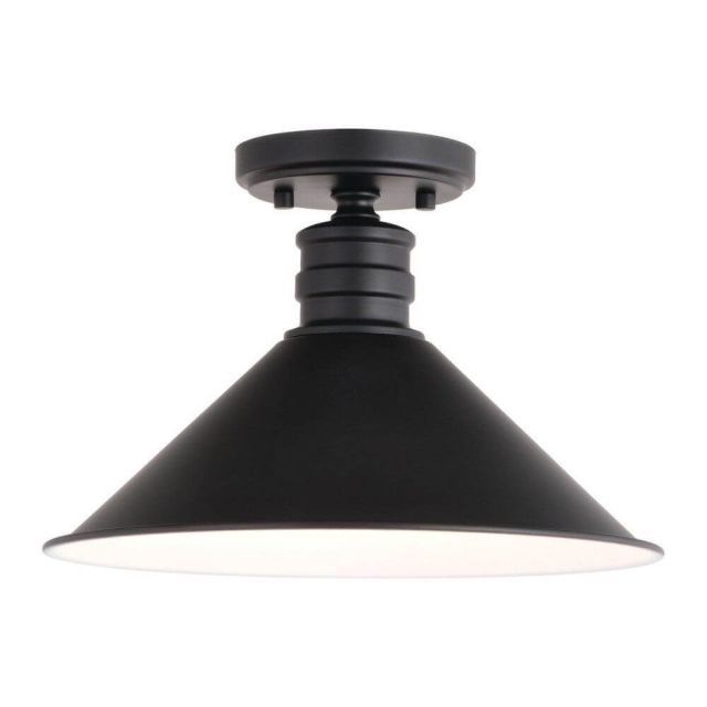 Vaxcel Lighting Akron 1 Light 12 inch Semi-Flush Mount in Oil Rubbed Bronze-Matte White with Metal Shade C0257