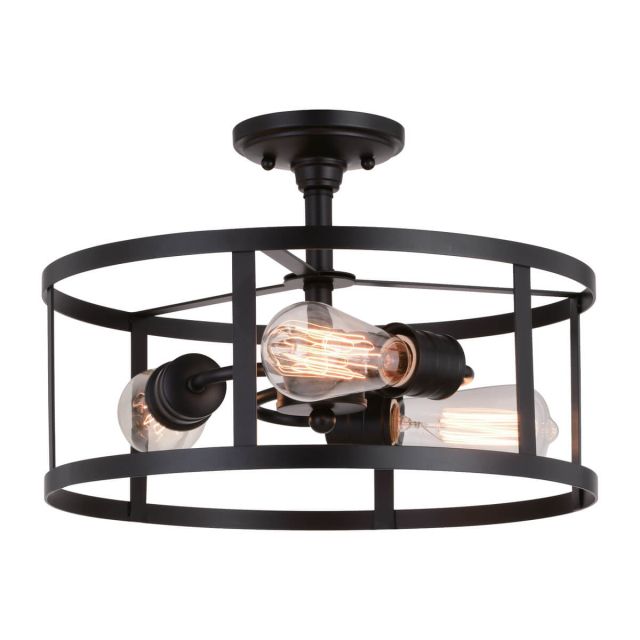 Vaxcel Lighting Akron 3 Light 15 inch Round Cage Semi-Flush Mount in Oil Rubbed Bronze C0266