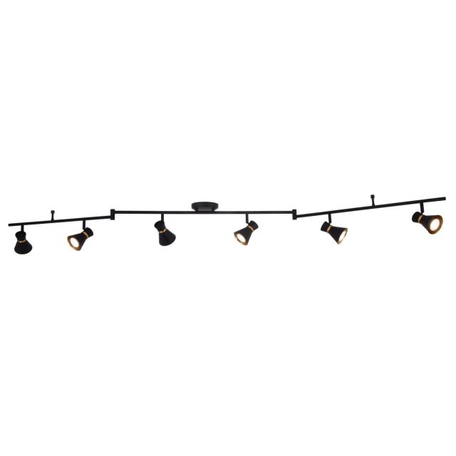 Vaxcel Lighting C0288 Alto 6 Light 82 inch LED Swing Arm Directional Ceiling Spot Light in Matte Black-Satin Brass Accents with Metal Cone Shades