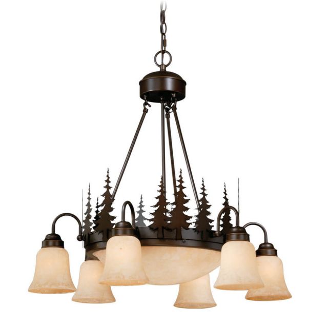 Vaxcel Lighting Yosemite 9 Light 29 Inch Chandelier In Burnished Bronze with Amber Flake Glass CH55506BBZ