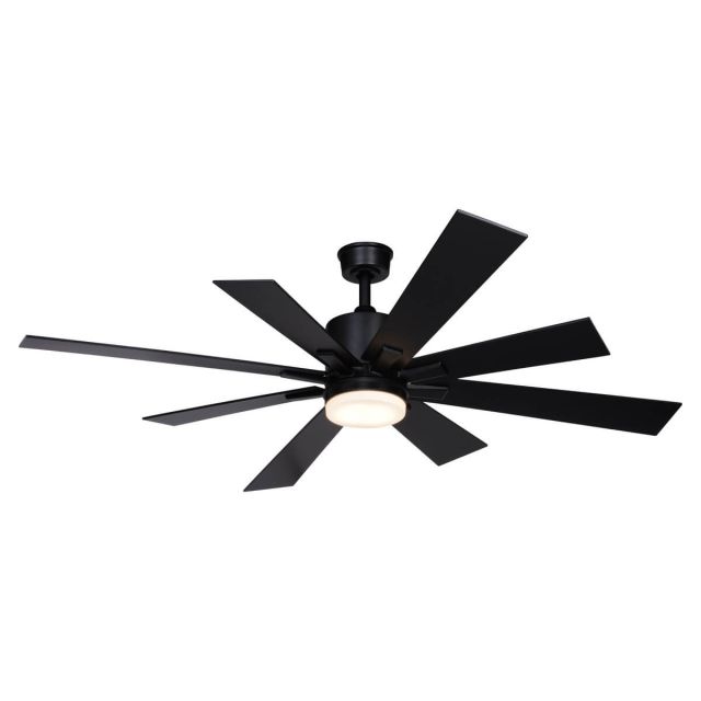 Vaxcel Lighting Crawford 60 inch 8 Blade Outdoor LED Ceiling Fan in Black with Reversible Black-Driftwood Blades F0109