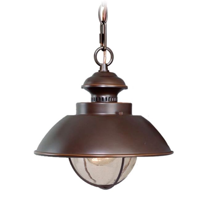 Vaxcel Lighting OD21506BBZ Harwich 10 Inch Outdoor Pendant In Burnished Bronze with Seeded Glass