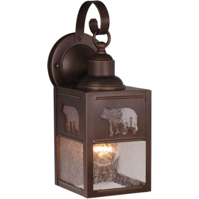 Vaxcel Lighting Bozeman 5 Inch Outdoor Wall Light (Bear) In Burnished Bronze with Seeded Glass OW35053BBZ
