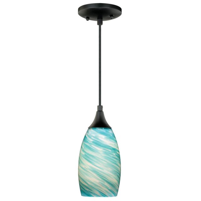 Vaxcel Lighting Milano 1 Light 5 inch Pendant In Oil Rubbed Bronze With Celeste Wave Glass P0171