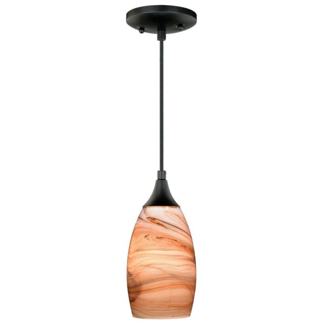 Vaxcel Lighting Milano 1 Light 5 inch Pendant In Oil Rubbed Bronze With Toffee Swirl Glass P0173