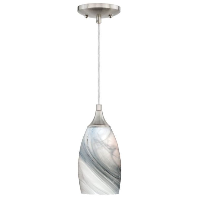 Vaxcel Lighting Milano 1 Light 5 inch Pendant In Satin Nickel With Marble Swirl Glass P0176