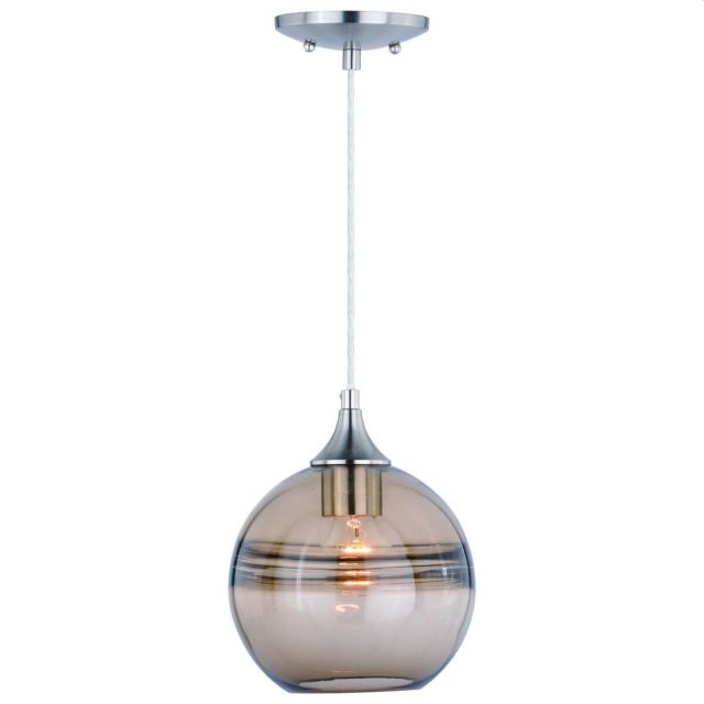 Vaxcel Lighting Milano 1 Light 8 inch Pendant in Satin Nickel with Amber Fog Glass P0274