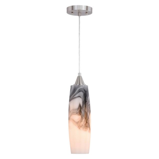 Vaxcel Lighting Milano 1 Light 4 inch Pendant in Satin Nickel with Black Brown and Cream London Fog Glass P0326