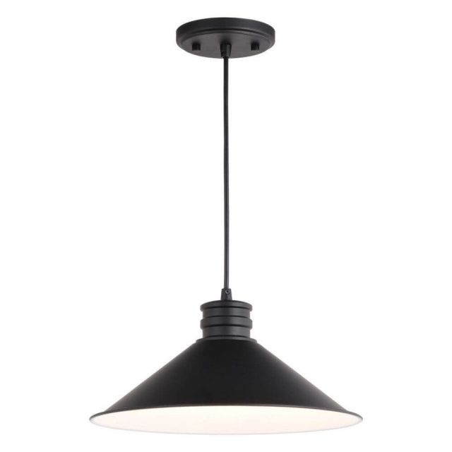 Vaxcel Lighting Akron 1 Light 12 inch Pendant in Oil Rubbed Bronze-Matte White with Metal Shade P0362