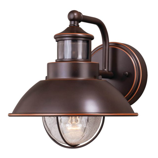 Vaxcel Lighting T0252 Harwich 8 Inch 1 Light Outdoor Wall Light In Burnished Bronze With Clear Seeded Glass