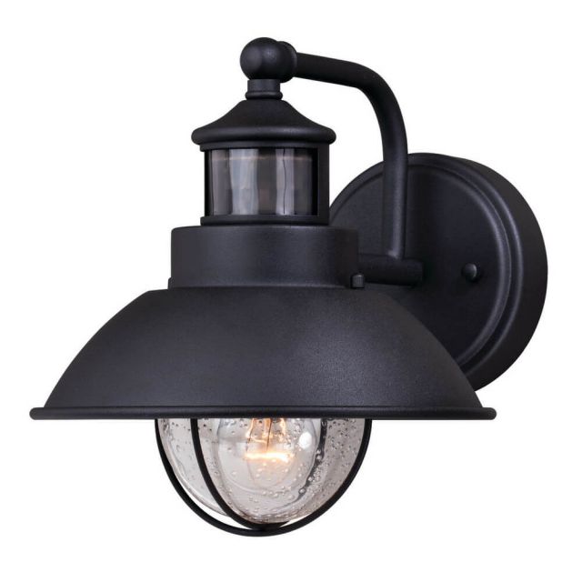 Vaxcel Lighting T0260 Harwich 8 Inch 1 Light Outdoor Wall Light In Textured Black With Clear Seeded Glass