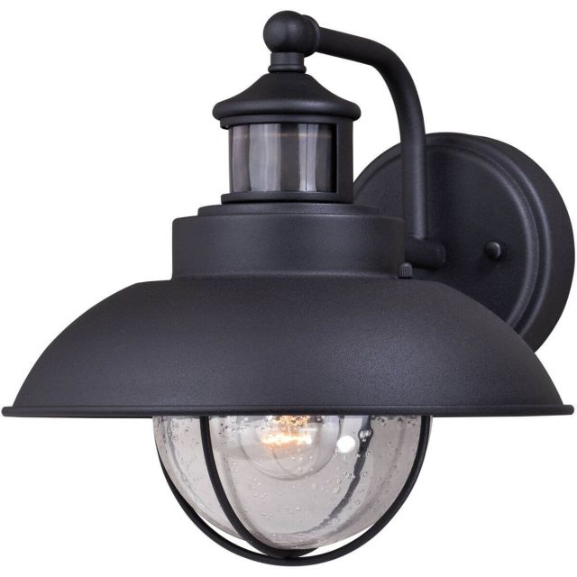 Vaxcel Lighting T0262 Harwich 10 Inch 1 Light Outdoor Wall Light In Textured Black With Clear Seeded Glass