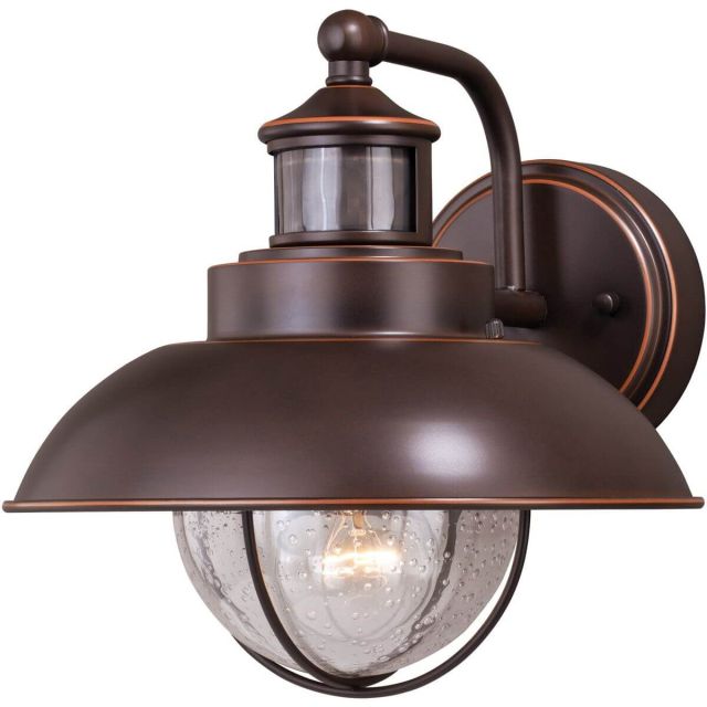 Vaxcel Lighting T0263 Harwich 10 Inch 1 Light Outdoor Wall Light In Burnished Bronze With Clear Seeded Glass