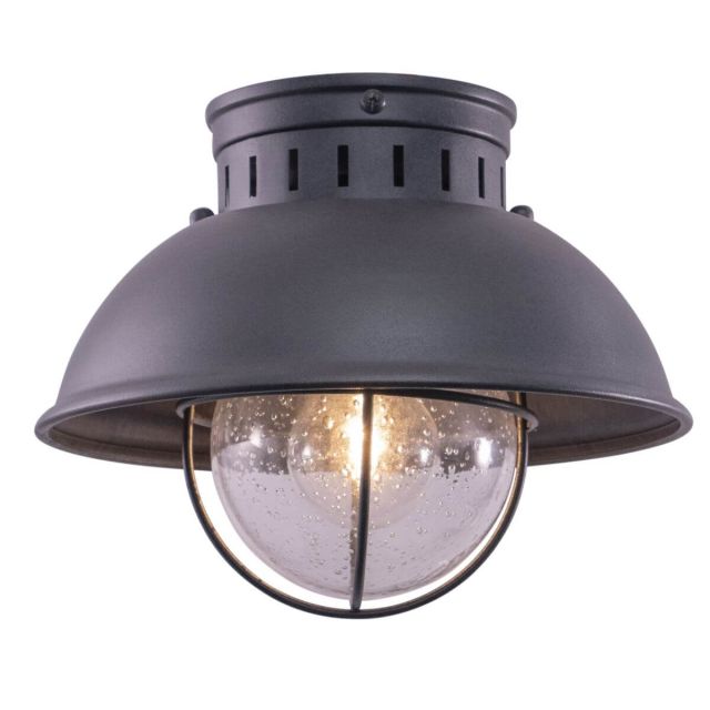 Vaxcel Lighting T0264 Harwich 10 Inch 1 Light Outdoor Flush Mount In Textured Gray With Clear Seeded Glass