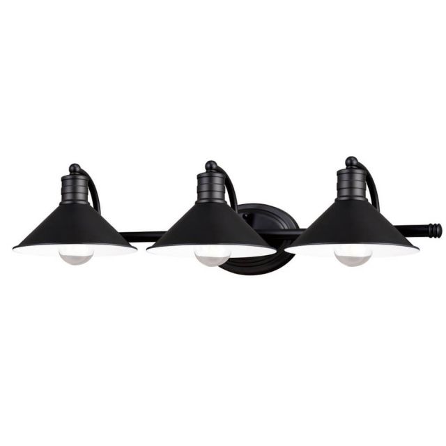 Vaxcel Lighting Akron 3 Light 10 Inch Vanity in Oil Rubbed Bronze and Inner Matte White with Metal Shade W0285