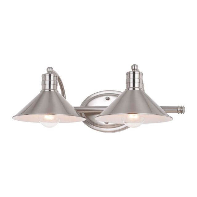 Vaxcel Lighting Akron 2 Light 18 inch Vanity Light in Satin Nickel-Matte White with Metal Shade W0376