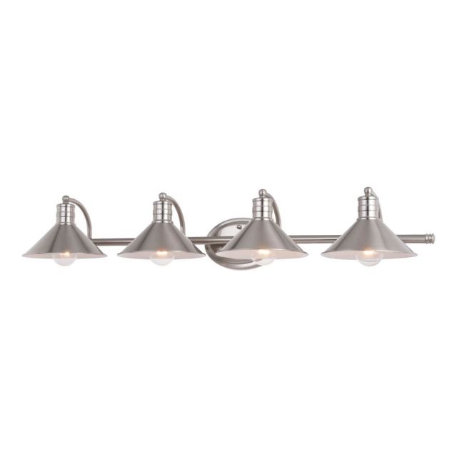 Vaxcel Lighting Akron 4 Light 38 inch Vanity Light in Satin Nickel-Matte White with Metal Shade W0378