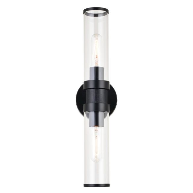 Vaxcel Lighting Levitt 2 Light 19 inch Bath Vanity Light in Black with Clear Tube Glass W0439
