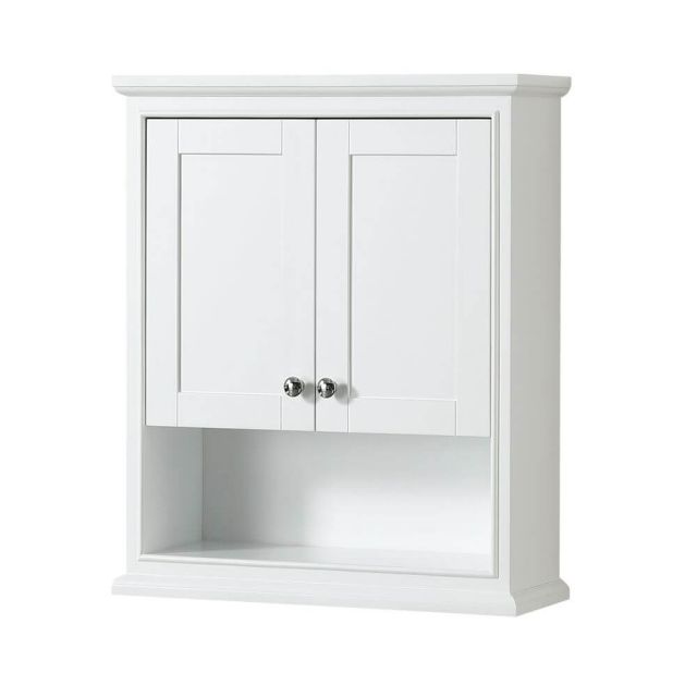 Wyndham Collection Deborah 25 inch Bath Wall Mounted Storage Cabinet In White - WCS2020WCWH