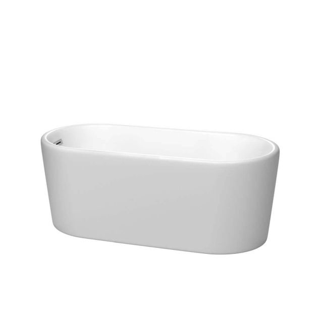 Wyndham Collection Ursula 59 Inch Freestanding Bathtub in Matte White with Polished Chrome Drain and Overflow Trim - WCBTE301159MW
