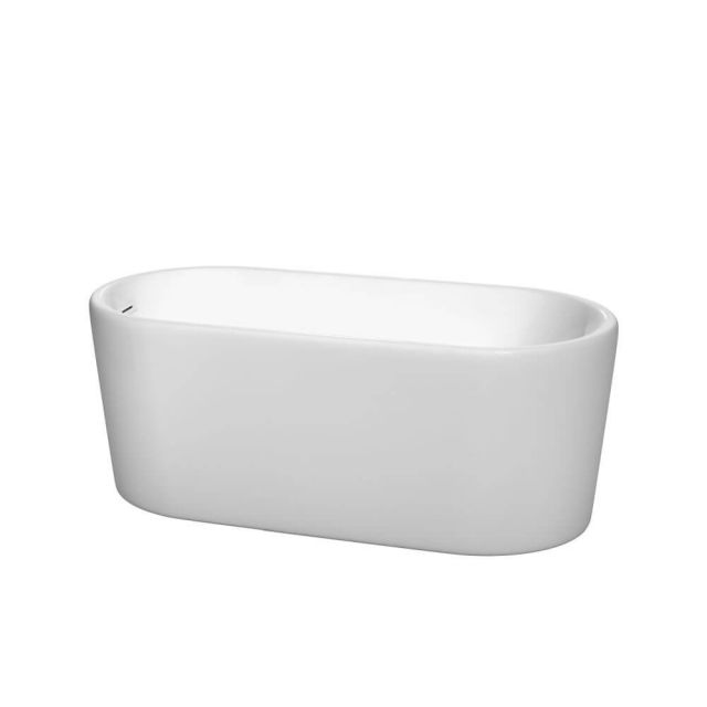 Wyndham Collection Ursula 59 Inch Freestanding Bathtub in White with Shiny White Drain and Overflow Trim - WCBTK151159SWTRIM