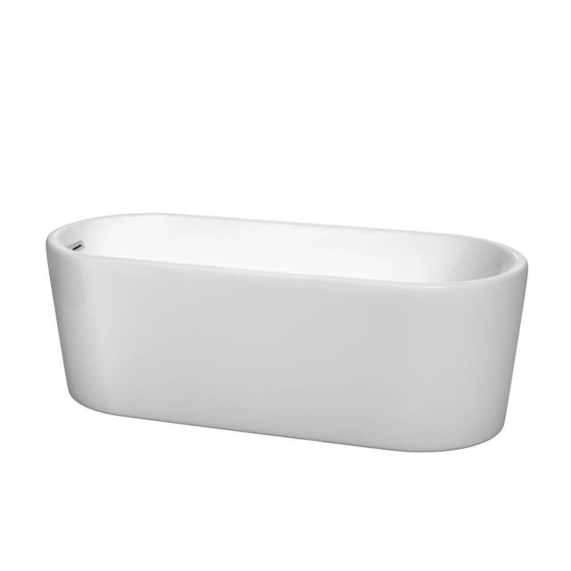 Wyndham Collection Ursula 67 inch Freestanding Bathtub in White with Polished Chrome Drain and Overflow Trim - WCBTK151167